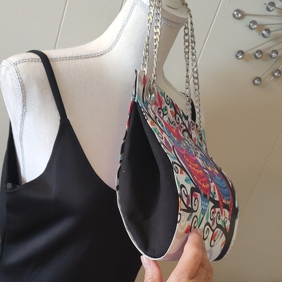 Owl Print Shoulder Bag NWOT Whimsical Colorful - Picture 4 of 6